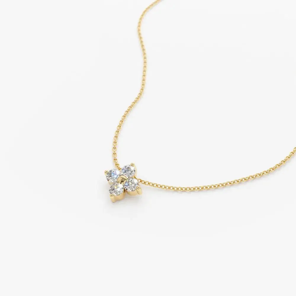 0.14CTW Diamond Clover Necklace