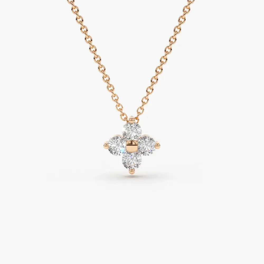 0.14CTW Diamond Clover Necklace