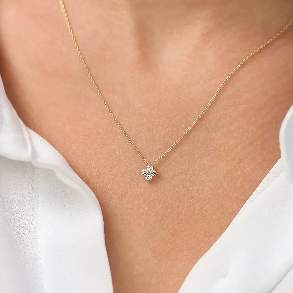 0.14CTW Diamond Clover Necklace