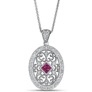 0.24ct Ruby and 0.08ct diamond pendant in 925 sterling silver (PB2877ARID)