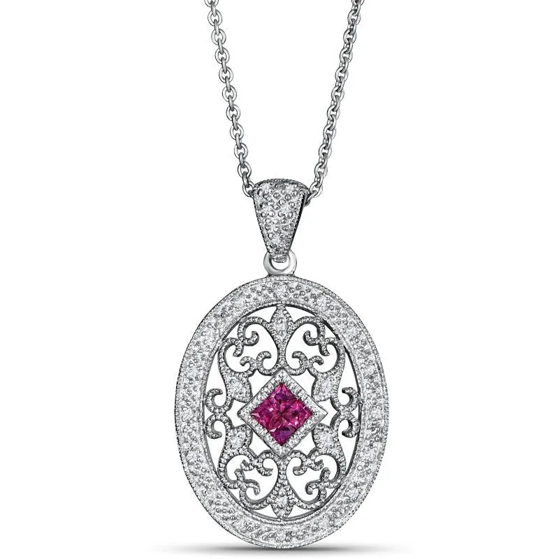 0.24ct Ruby and 0.08ct diamond pendant in 925 sterling silver (PB2877ARID)