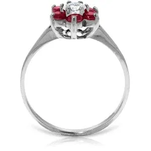 0.5 Carat 14K Solid White Gold Unmindful Presence Ruby Diamond Ring