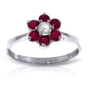 0.5 Carat 14K Solid White Gold Unmindful Presence Ruby Diamond Ring