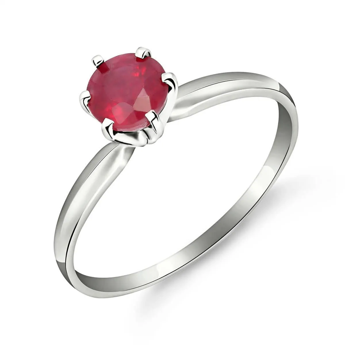 0.65 Carat 14K Solid White Gold Solitaire Ring Natural Ruby