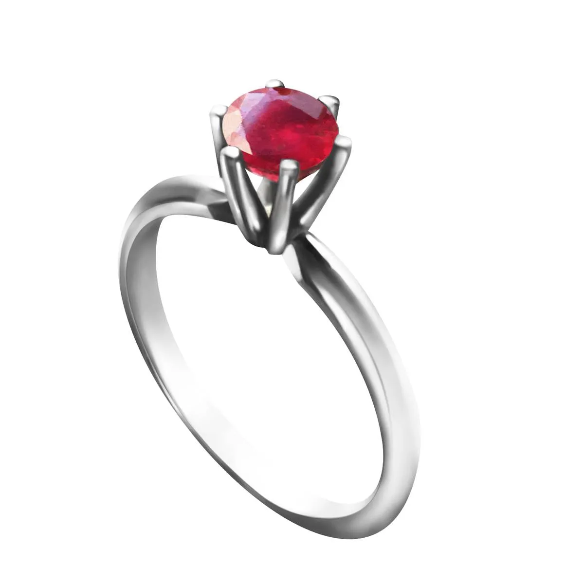 0.65 Carat 14K Solid White Gold Solitaire Ring Natural Ruby