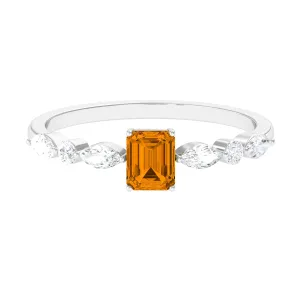 0.75 CT Elegant Citrine Promise Ring with Moissanite Stones