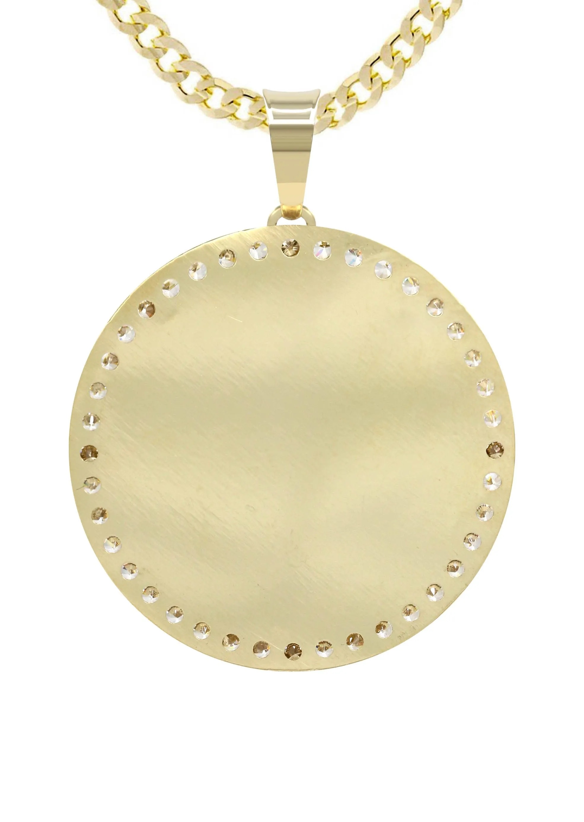 10K Yellow Gold CZ Picture Pendant Necklace | Appx. 14 Grams