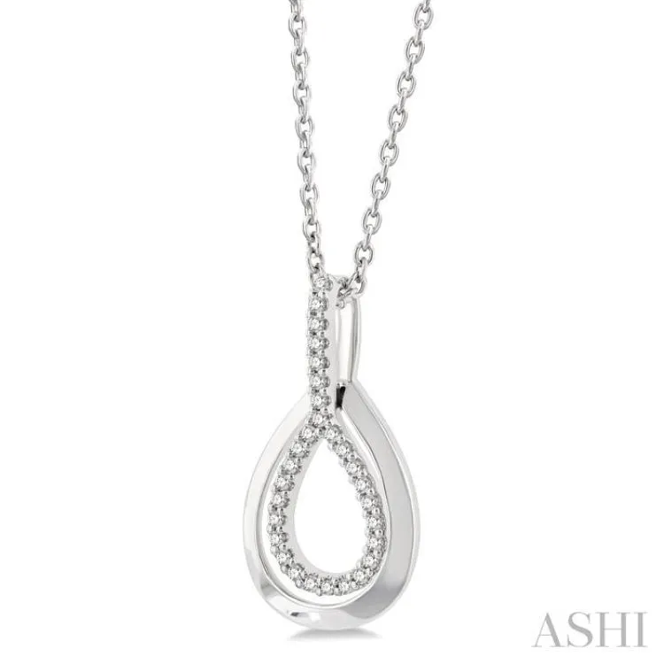 1/10 ctw Petite Pear Shape Round Cut Diamond Fashion Pendant With Chain in 10K White Gold