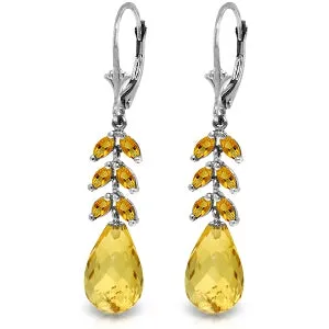 11.2 Carat 14K Solid White Gold Win Your Battles Citrine Earrings