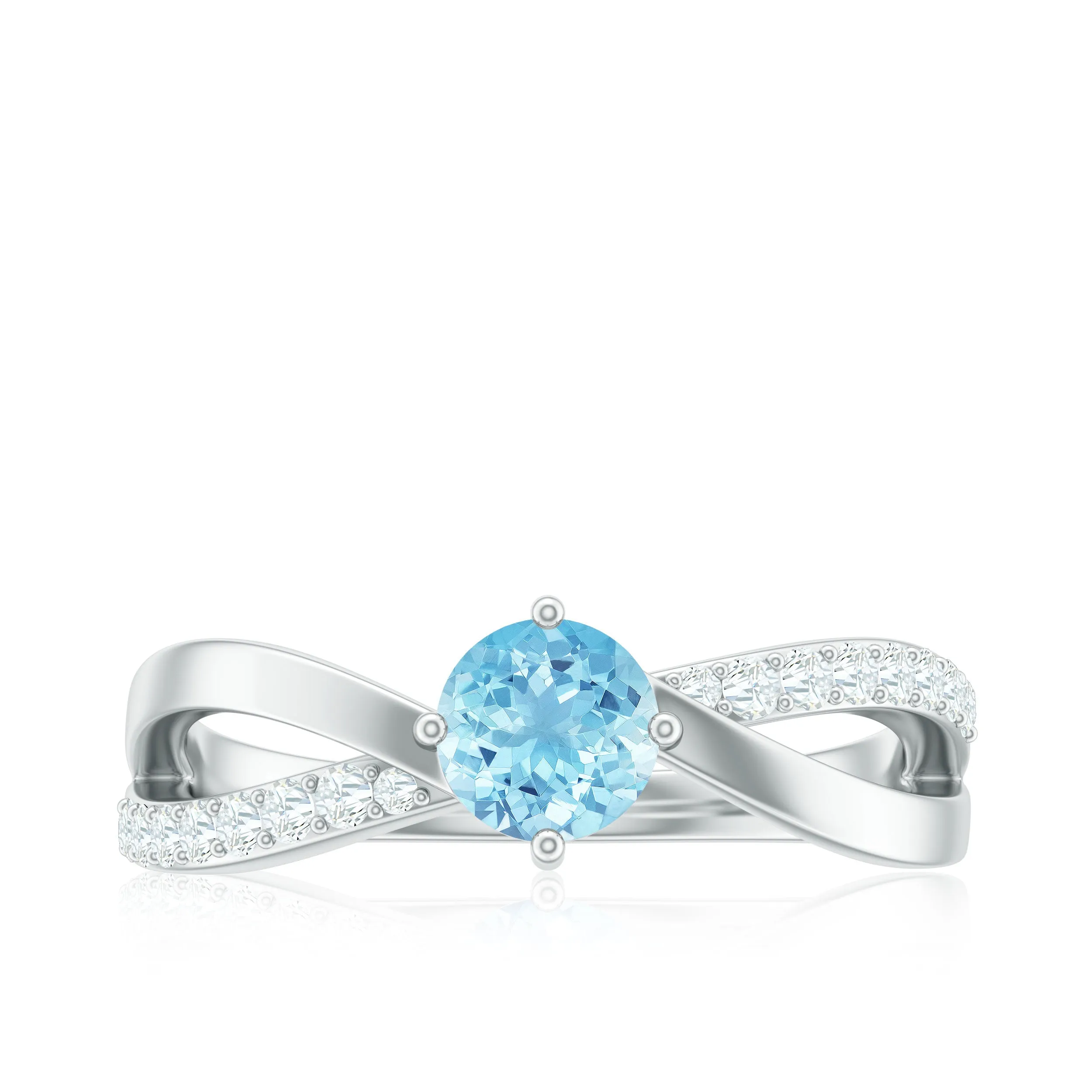 1/2 CT Aquamarine Solitaire and Diamond Infinity Ring