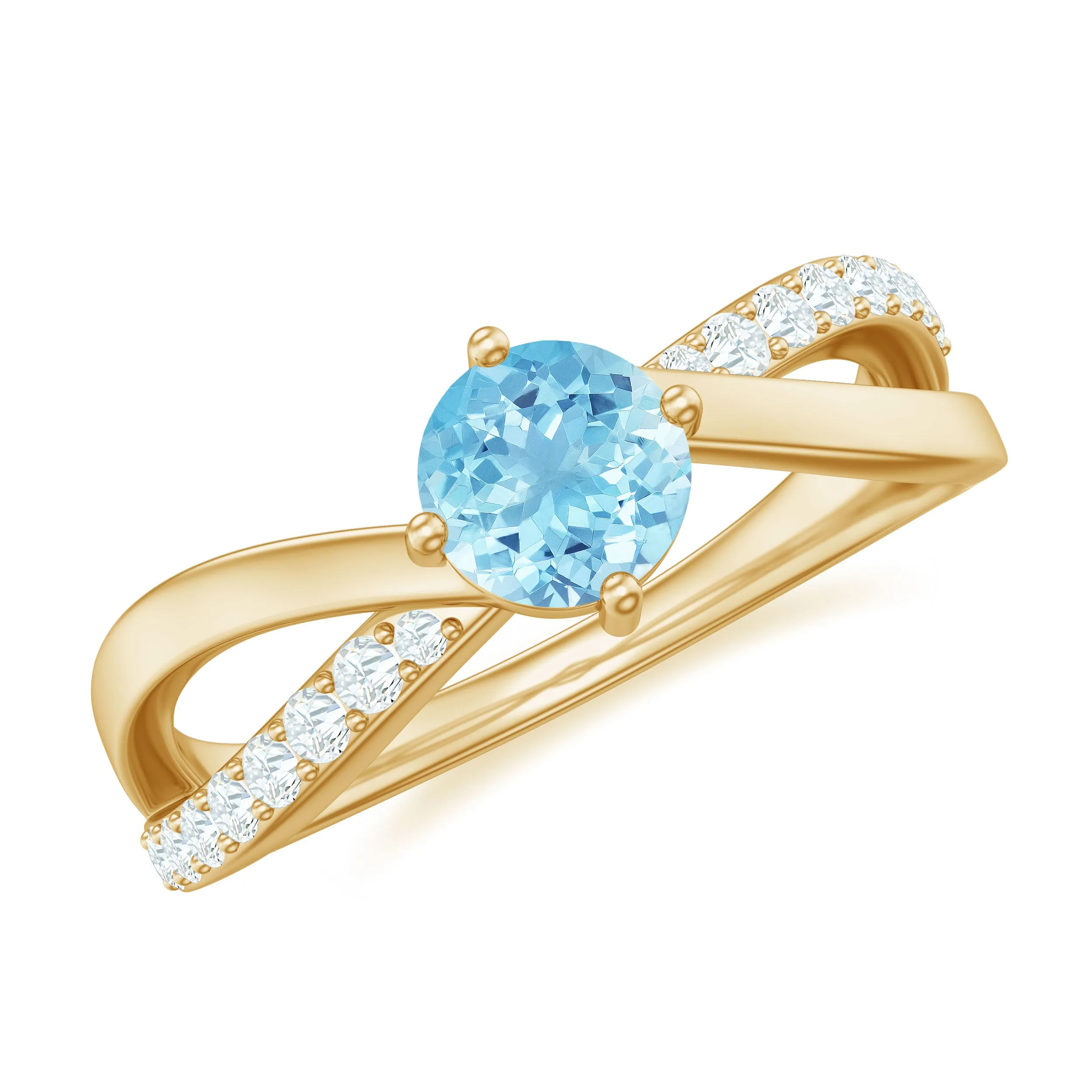 1/2 CT Aquamarine Solitaire and Diamond Infinity Ring