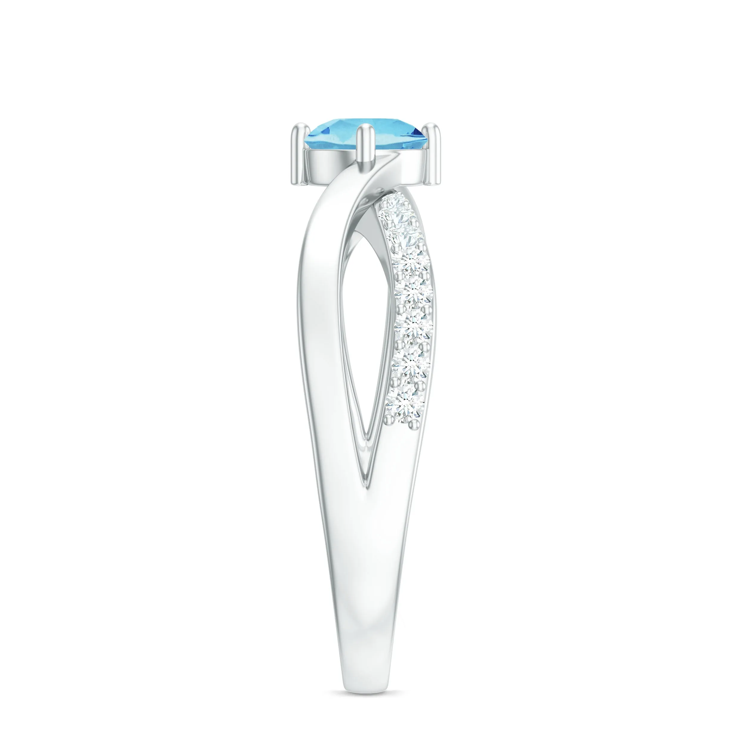 1/2 CT Aquamarine Solitaire and Diamond Infinity Ring