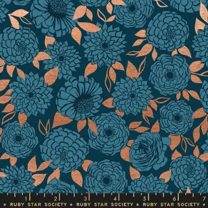 1/2 Yard - Stay Gold Metallic Peacock RS0022 15M - Ruby Star Society- Melody Miller- Quilting Cotton