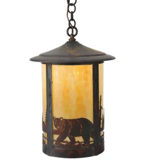 12"W Fulton Northwoods Bear Creek Wildlife Outdoor Pendant