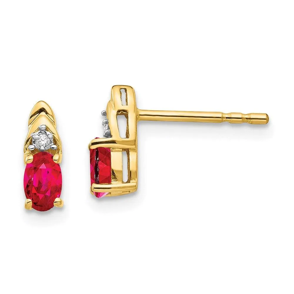 14K Diamond & Ruby Earrings