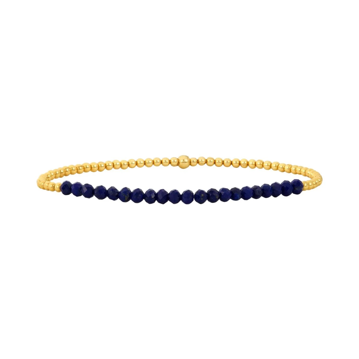 14K Gold Filled 2mm 6.25" Stretch Black Sapphire Bracelet