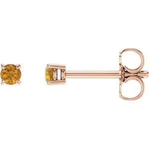 14K Rose 2.5 mm Natural Citrine Stud Earrings