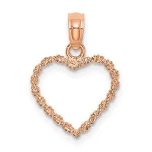 14K Rose Gold 3-D Polished Rope Heart Pendant