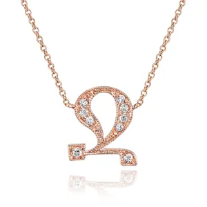 14K Rose Gold Armenian Initial Diamond Necklace