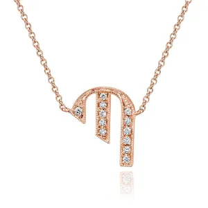 14K Rose Gold Armenian Initial Diamond Necklace