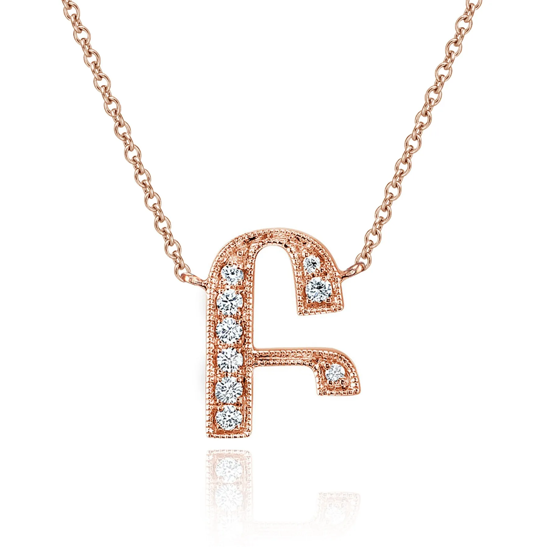 14K Rose Gold Armenian Initial Diamond Necklace