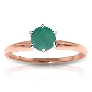 14K Solid Rose Gold Solitaire Ring w/ Natural Emerald