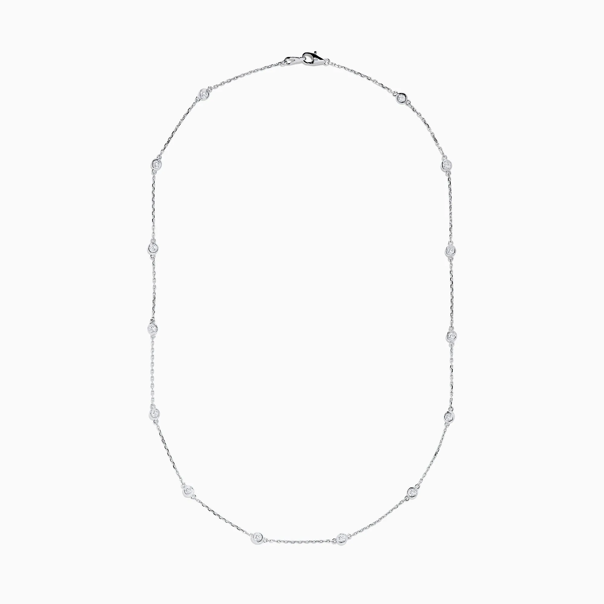 14K White Gold 18" Diamond Station Necklace, 1.00 TCW