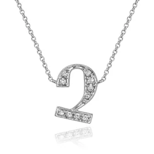 14K White Gold Armenian Initial Diamond Necklace