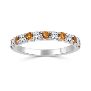 14K White Gold Citrine and Diamond Band