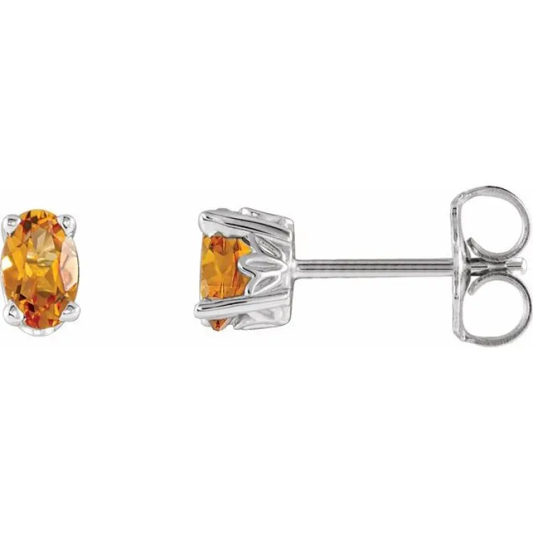 14K White Natural Citrine Earrings