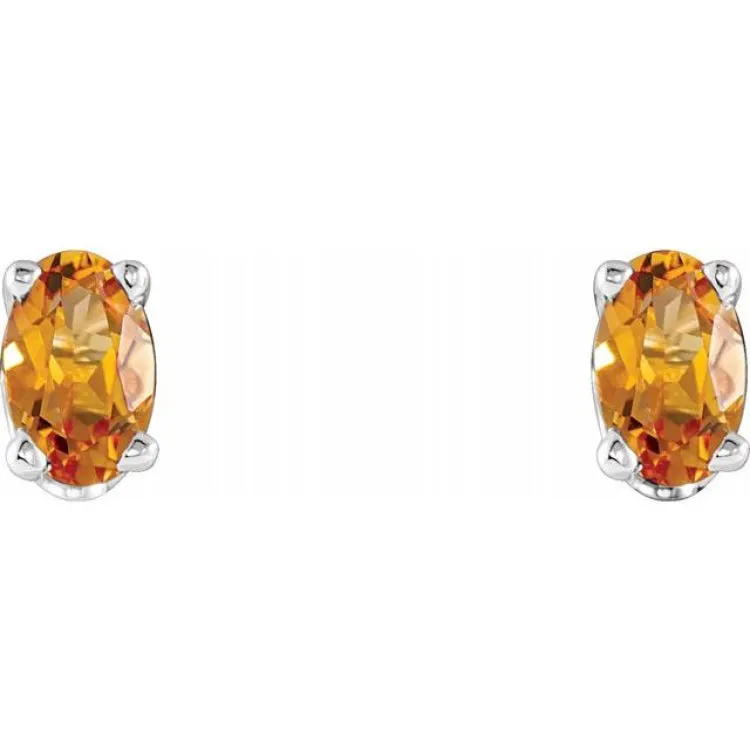 14K White Natural Citrine Earrings