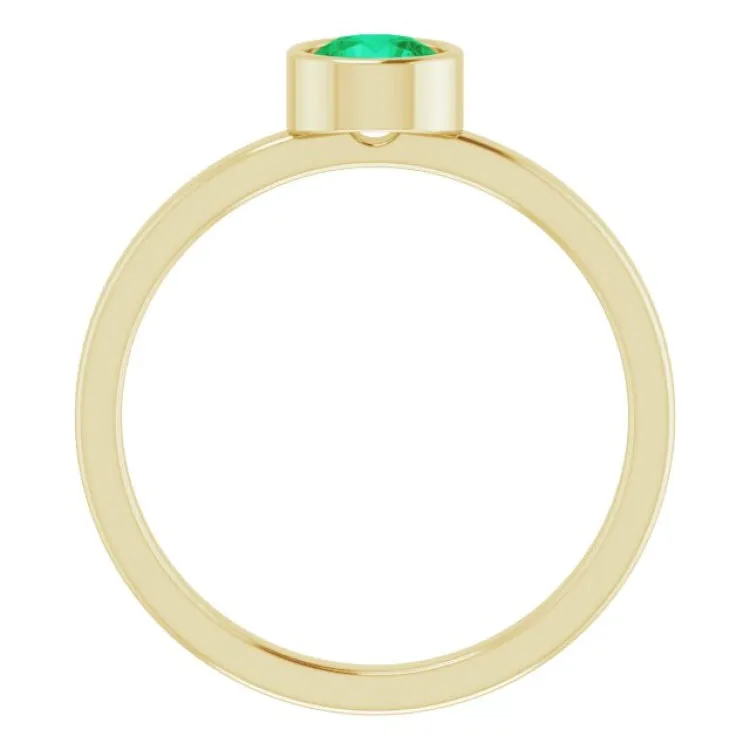 14K Yellow 5 mm Lab-Grown Emerald Ring