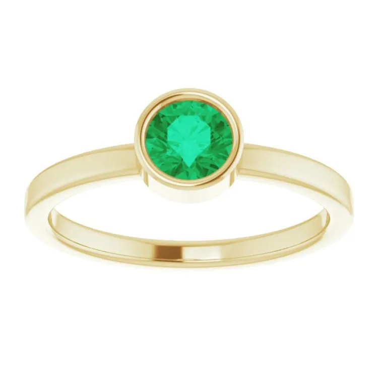 14K Yellow 5 mm Lab-Grown Emerald Ring