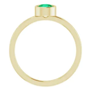 14K Yellow 5 mm Lab-Grown Emerald Ring