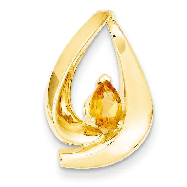 14k Yellow Gold Citrine Diamond Slide Pendant