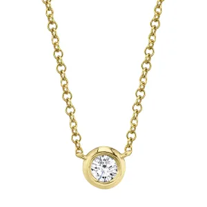 14K Yellow Gold Diamond Bezel Set Necklace