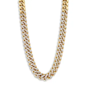 14K Yellow Gold Diamond Cuban Chain Necklace