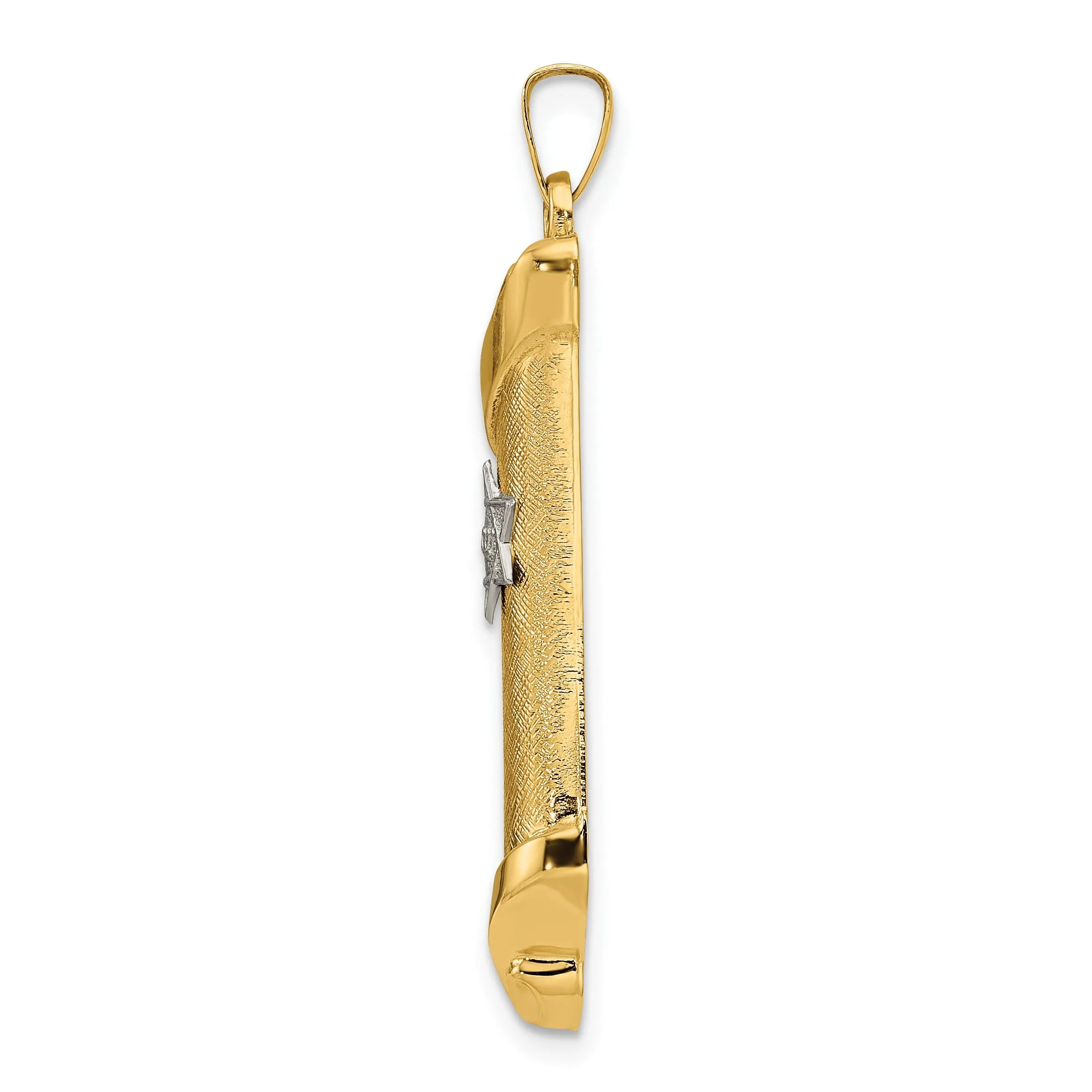 14k Yellow Gold Polished Unisex Mezuzah with Star of David Pendant