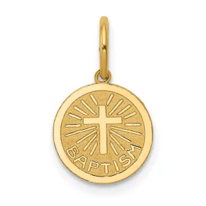 14k Yellow Gold Small Baptism Medal Pendant.