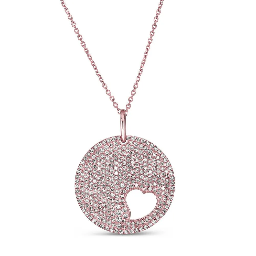 14KT 0.95CTW PAVE ROUND DIAMOND MOMMY & ME CIRCLE NECKLACE