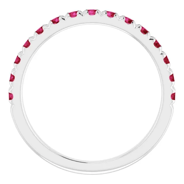 14KT GOLD 0.60 CTW RUBY FRENCH-SET ANNIVERSARY BAND