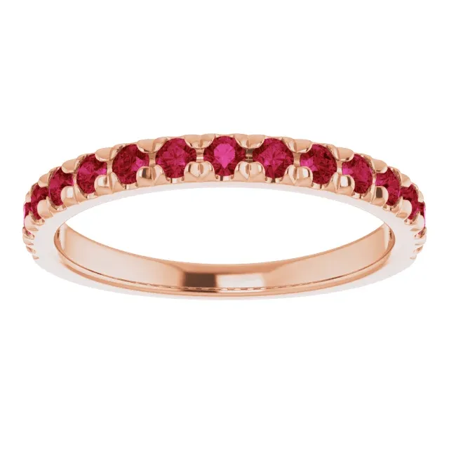 14KT GOLD 0.60 CTW RUBY FRENCH-SET ANNIVERSARY BAND