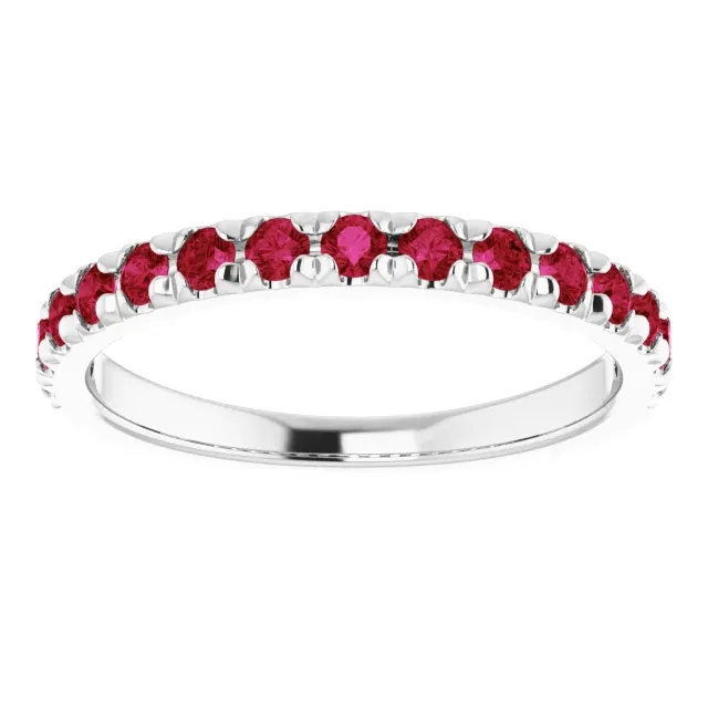 14KT GOLD 0.60 CTW RUBY FRENCH-SET ANNIVERSARY BAND