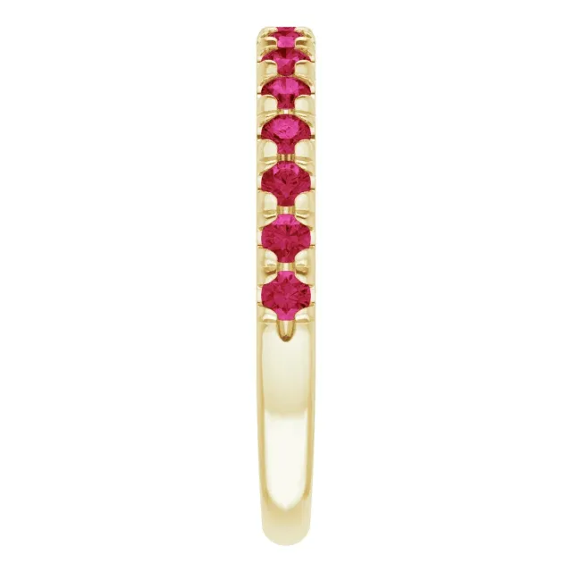 14KT GOLD 0.60 CTW RUBY FRENCH-SET ANNIVERSARY BAND