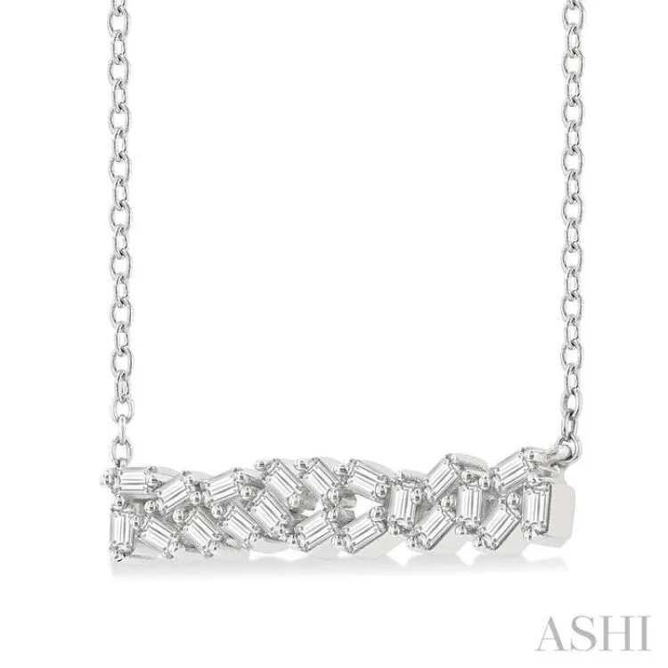 1/5 ctw Scatter Baguette Cut Diamond Fashion Necklace in 14K White Gold