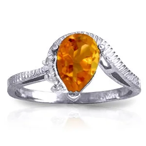 1.52 Carat 14K Solid White Gold Be Beautiful Citrine Diamond Ring