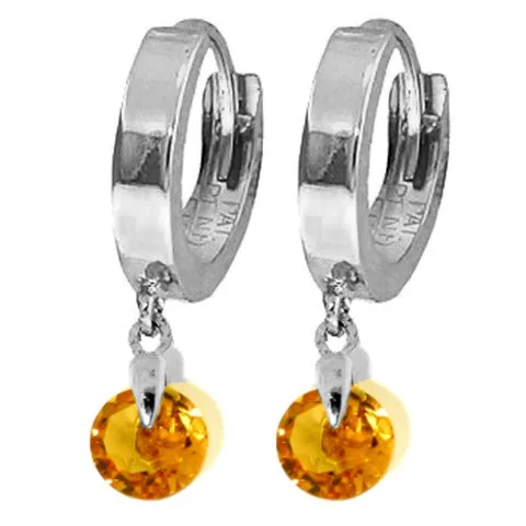 1.6 Carat 14K Solid Yellow Gold Hoop Earrings Natural Citrine