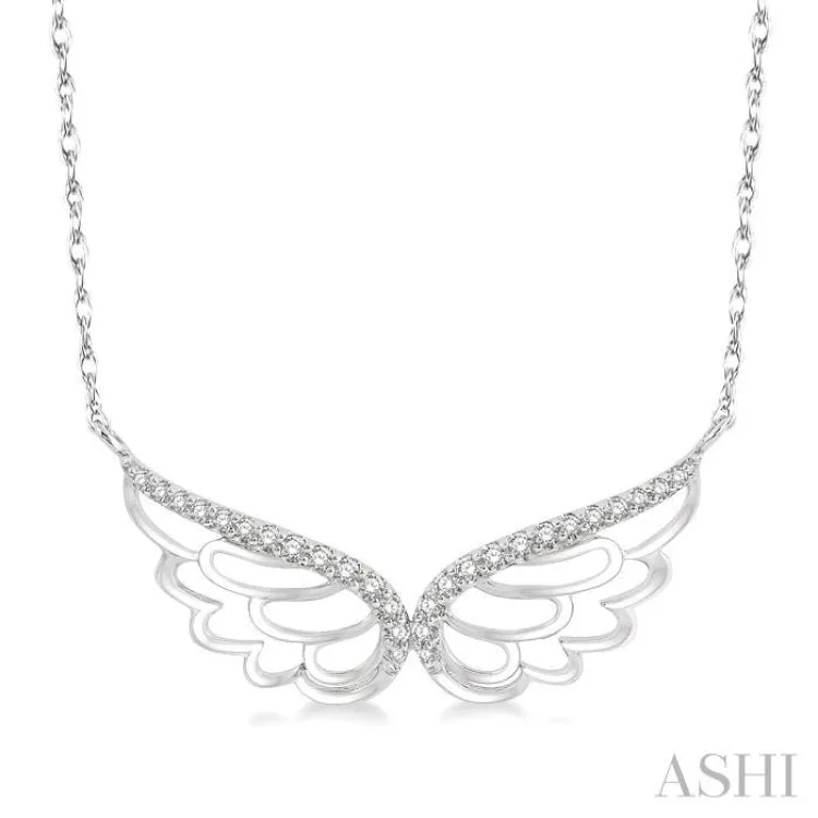 1/6 Ctw Angel Wings Round Cut Diamond Necklace in 10K White Gold