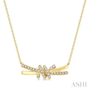 1/6 ctw Love Knot Round Cut Diamond Necklace in 10K Yellow Gold