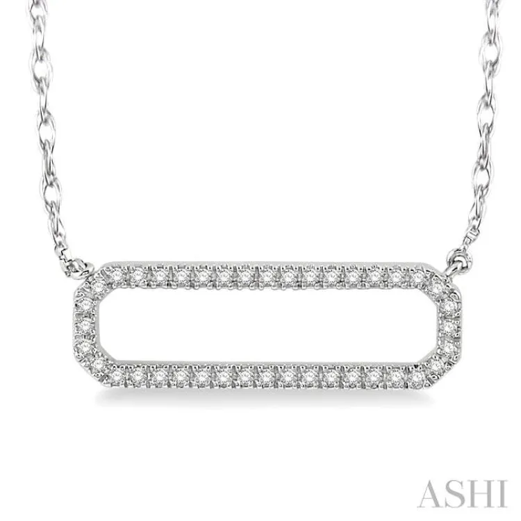 1/6 Ctw Round Cut Diamond Rounded Rectangle Necklace in 10K White Gold